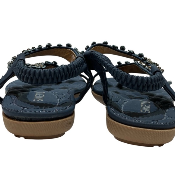💥SALE💥SIKETU NAVY JEWELED FLIP FLOP SANDALS SZ - Picture 4 of 11